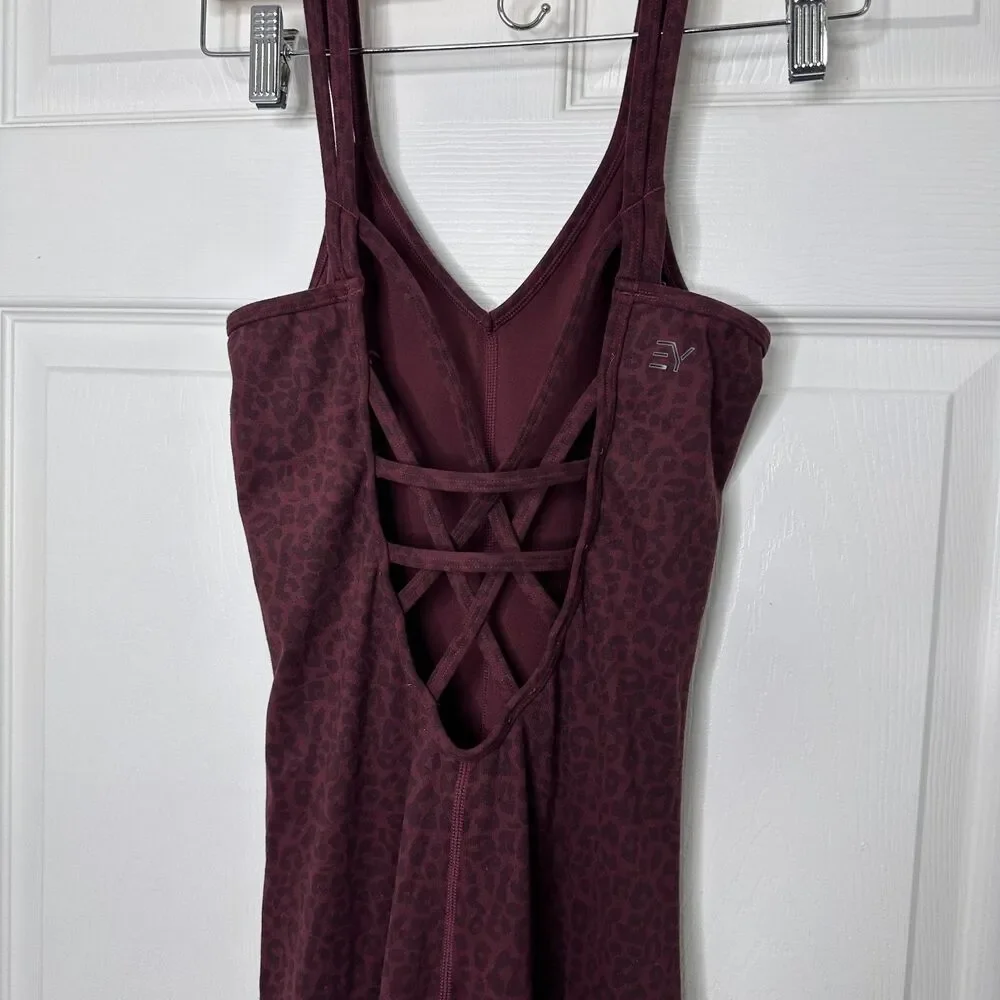 EveryDay Yoga Leopard Print Red Jumpsuit - Picture 6 of 10